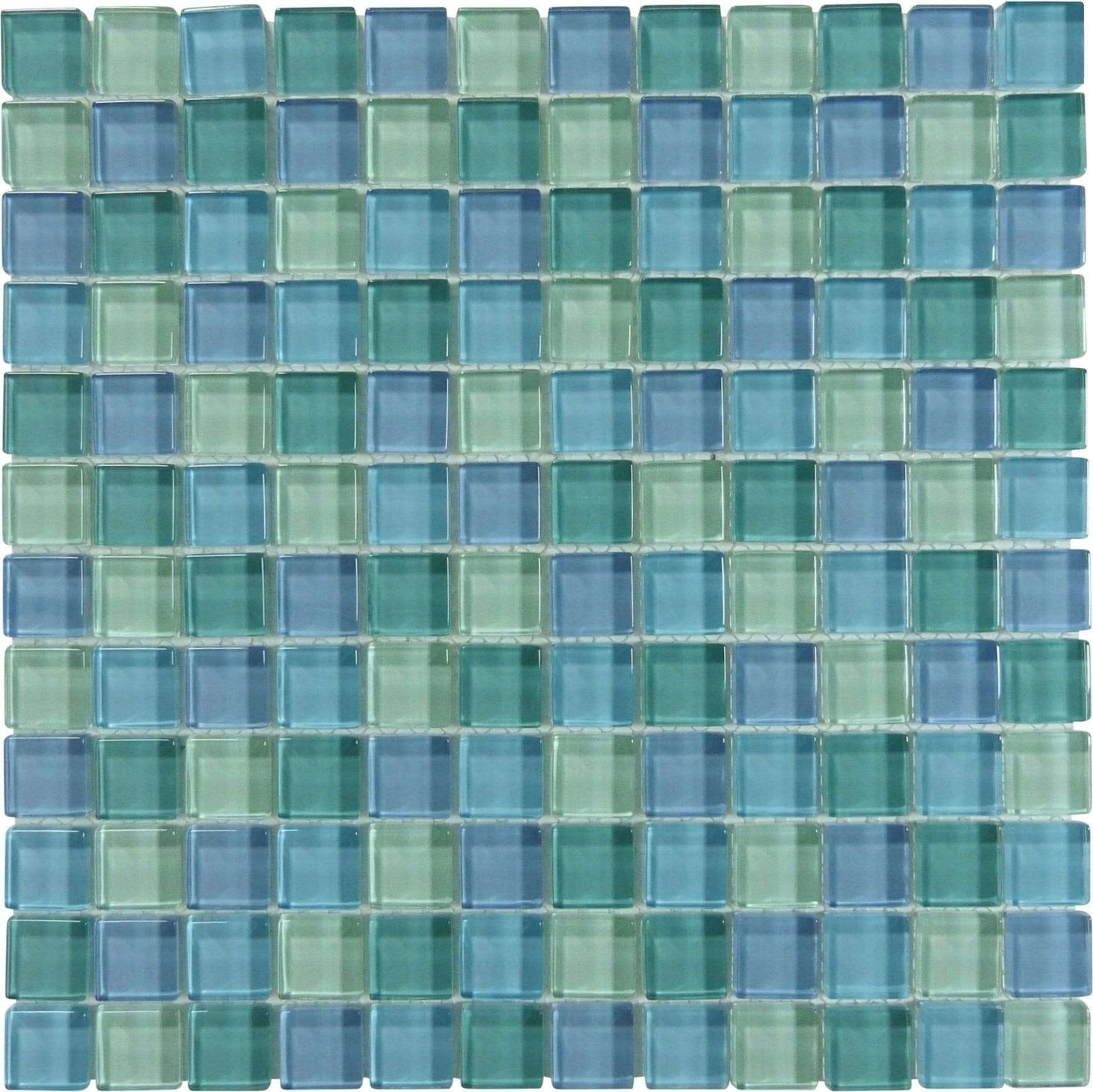 Serene Sea Blend 1'' x 1'' Glossy Glass Pool Tile Ocean Pool Mosaics