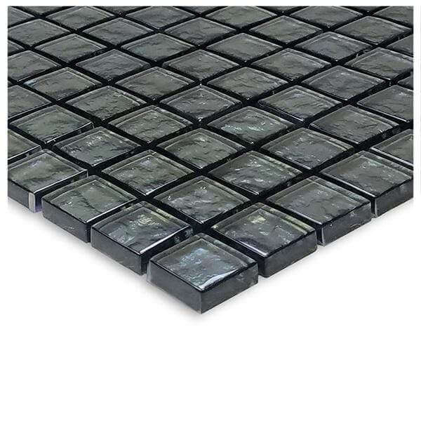 Galaxie Graphite 1" x 1" Iridescent Glossy Glass Pool Tile Ocean Pool Mosaics