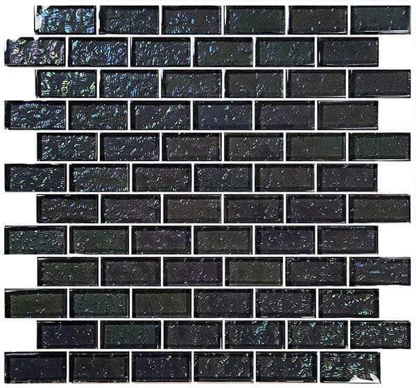 Galaxie Graphite 1" x 2" Glossy & Iridescent Glass Pool Tile Ocean Pool Mosaics