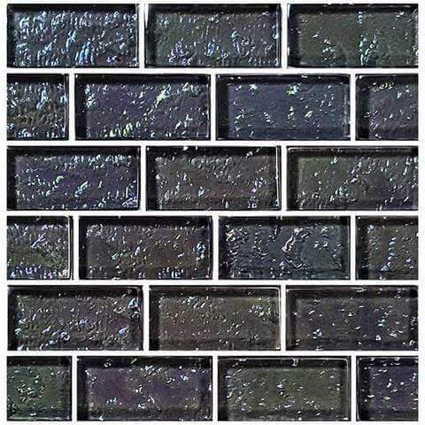 Galaxie Graphite 1" x 2" Glossy & Iridescent Glass Pool Tile Ocean Pool Mosaics