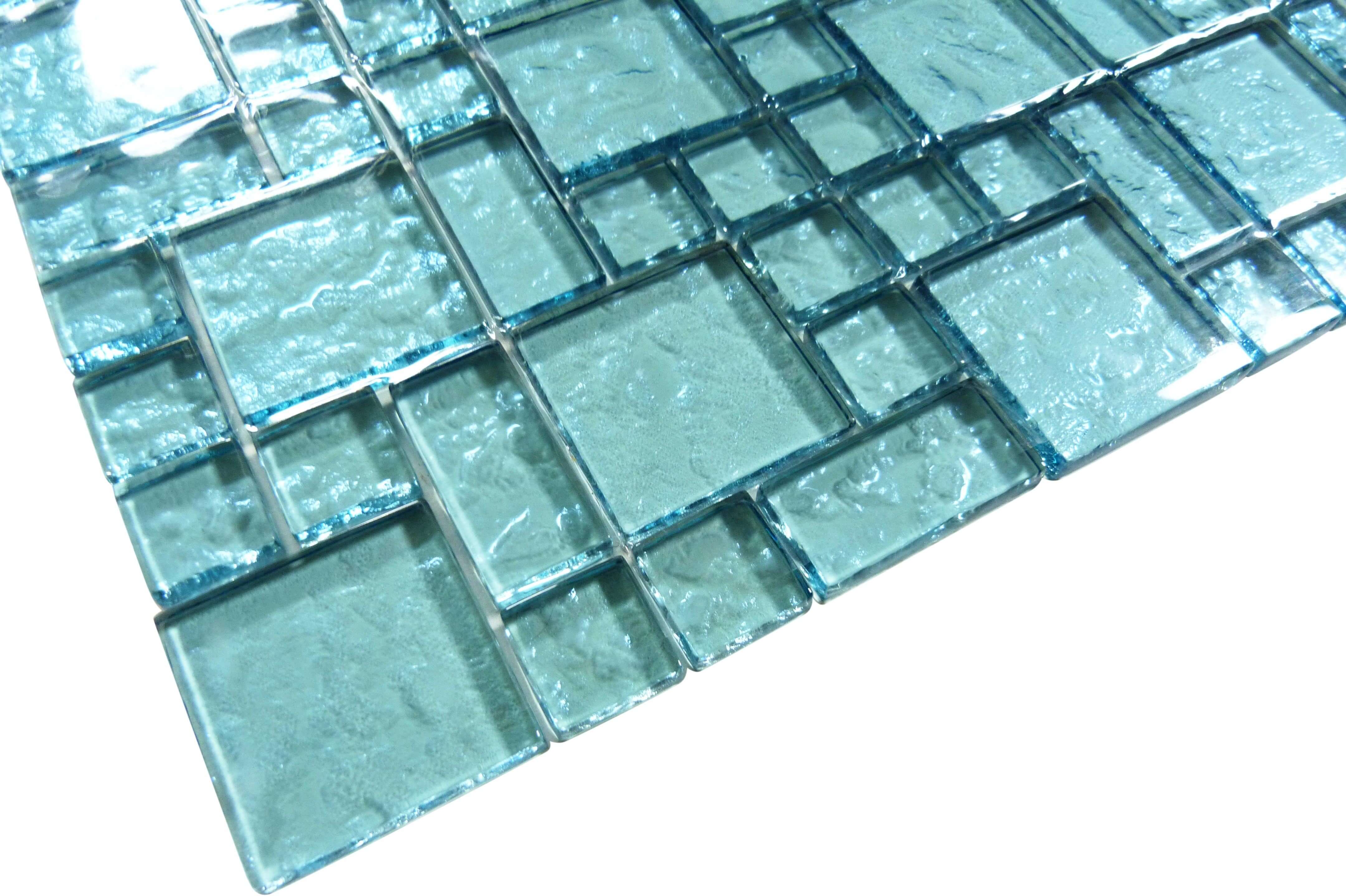 Galaxie Turquoise Mixed Glossy & Iridescent Glass Pool Tile Ocean Pool Mosaics