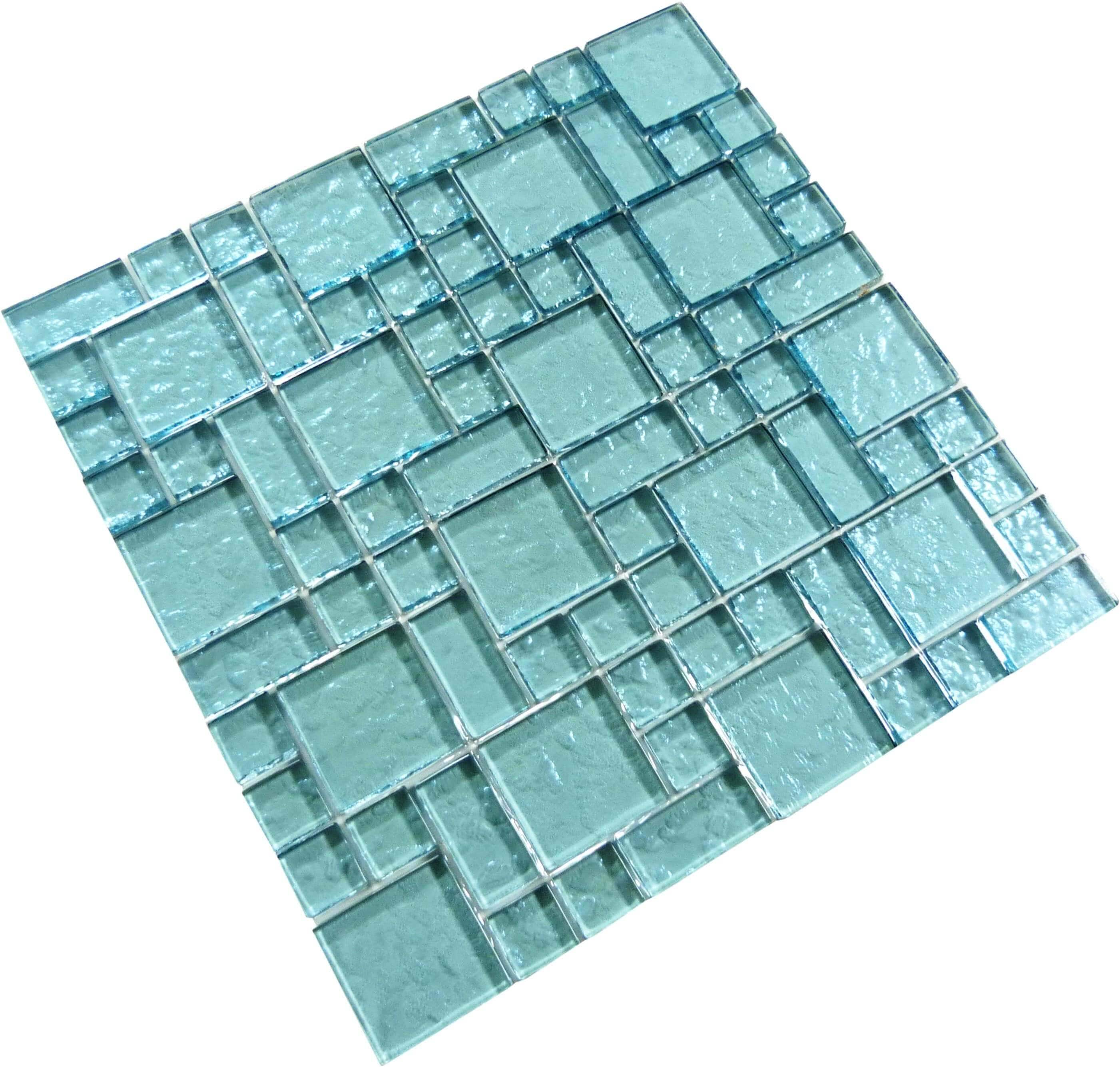 Galaxie Turquoise Mixed Glossy & Iridescent Glass Pool Tile Ocean Pool Mosaics