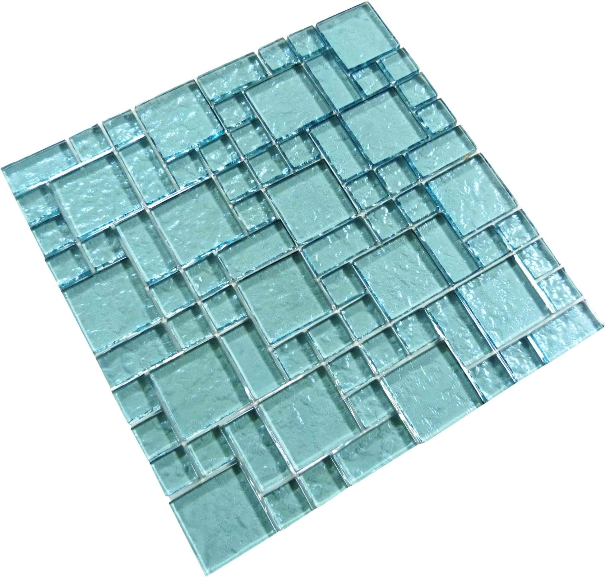 Galaxie Turquoise Mixed Glossy & Iridescent Glass Pool Tile Ocean Pool Mosaics