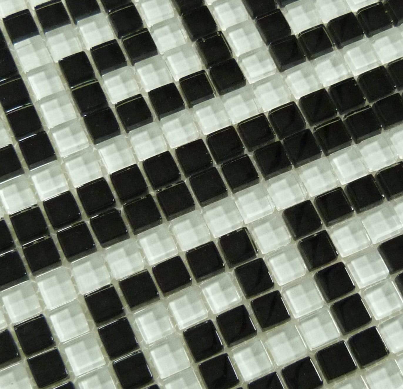 Greek Key Black White 5/8" x 5/8" Glossy Glass Pool Tile Ocean Pool Mosaics