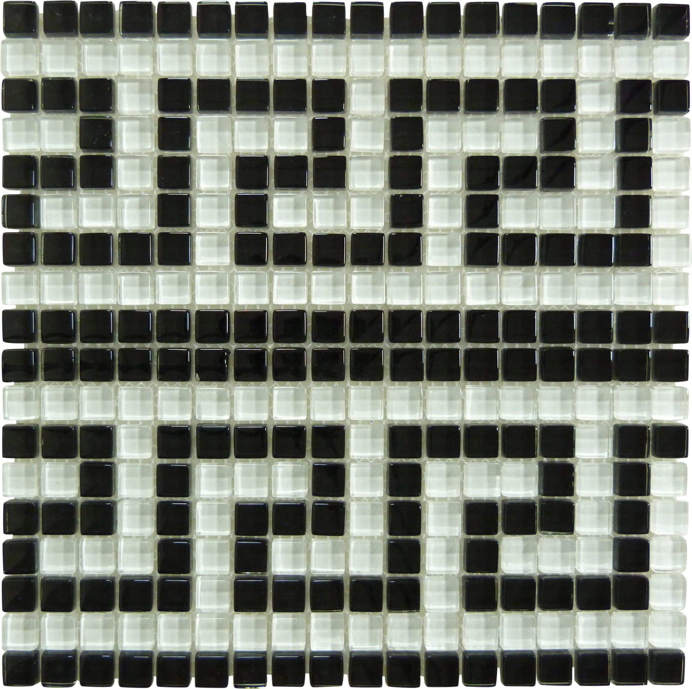 Greek Key Black White 5/8" x 5/8" Glossy Glass Pool Tile Ocean Pool Mosaics