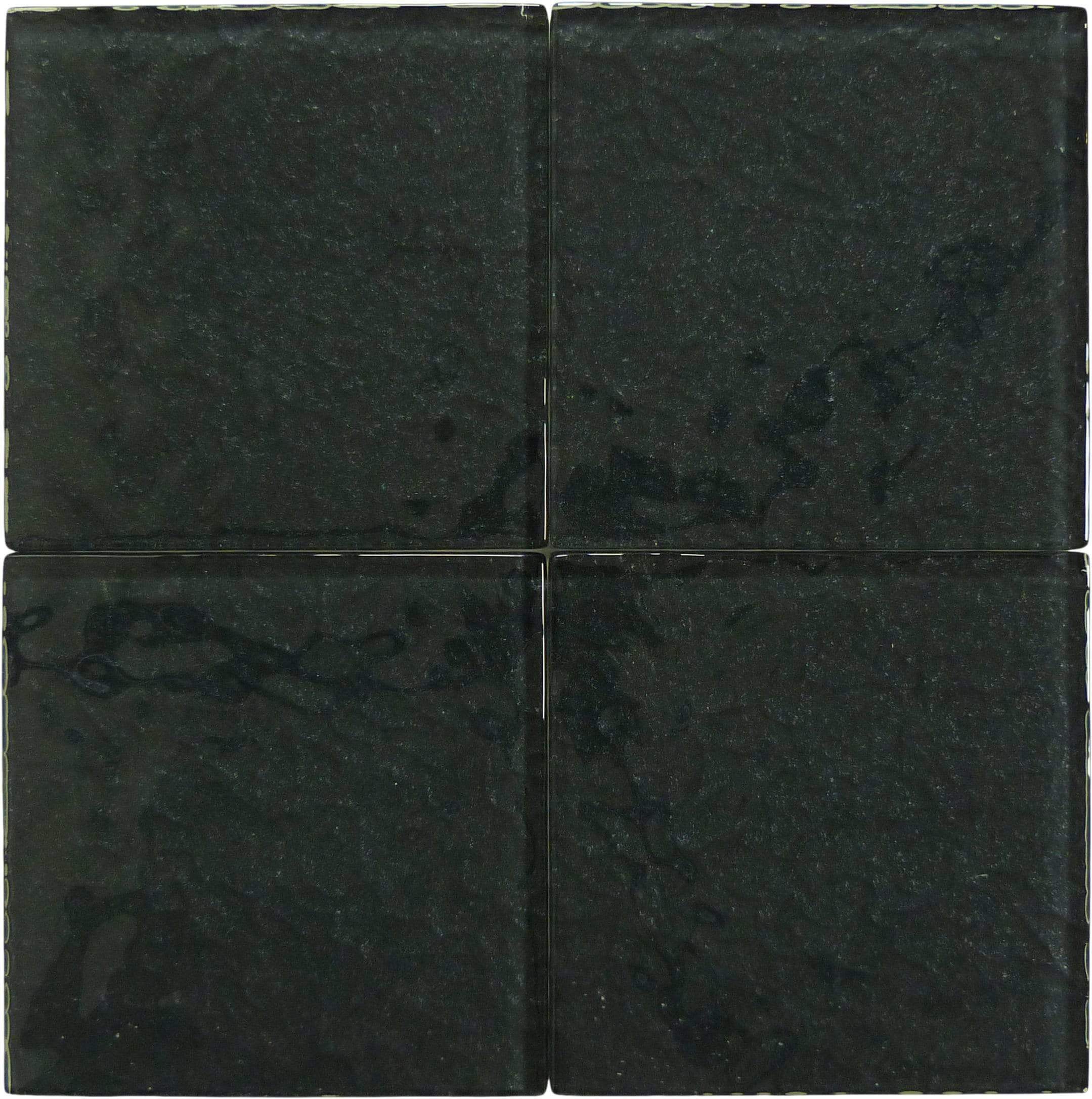 Moonscape Black 6"x6" Ripple Glossy Glass Pool Tile Ocean Pool Mosaics