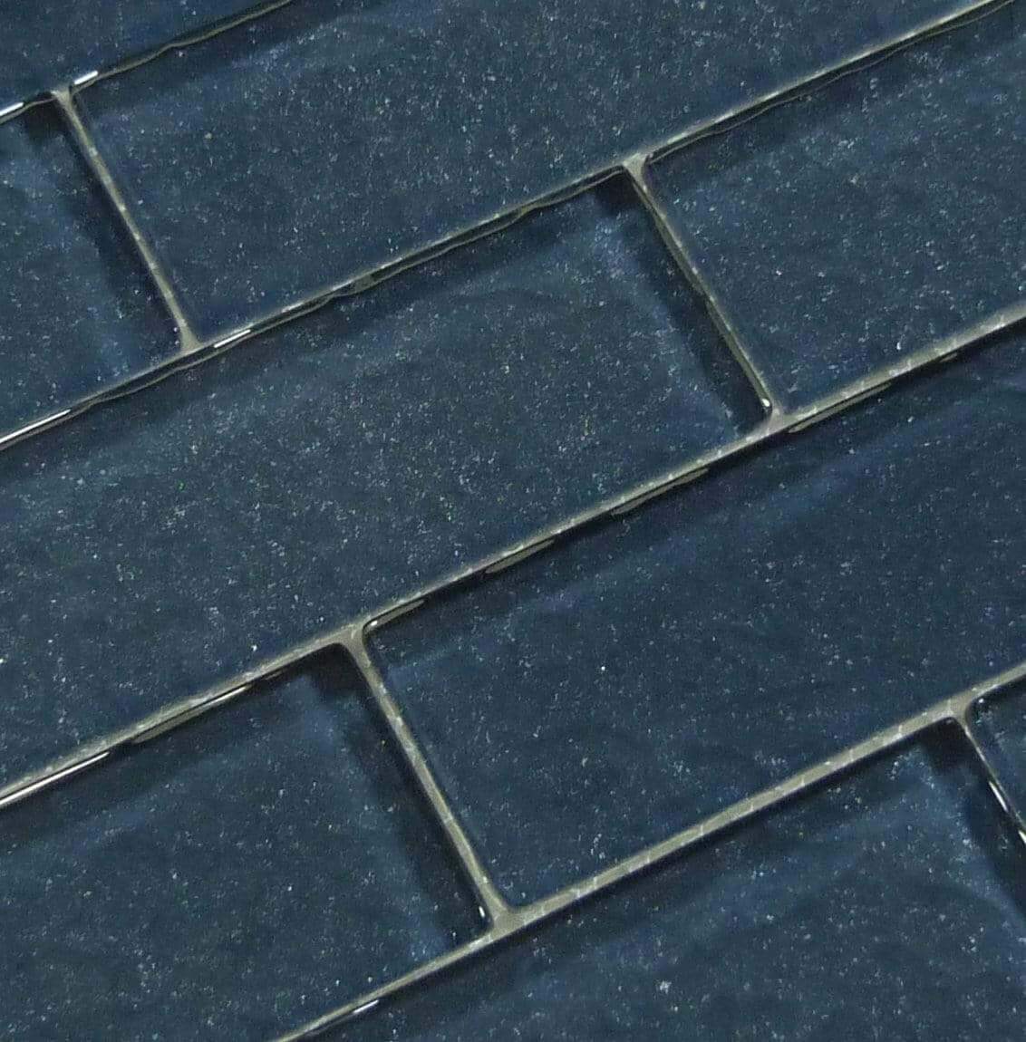 Moonscape Steel Blue 2"x6" Ripple Glossy Glass Pool Tile Ocean Pool Mosaics