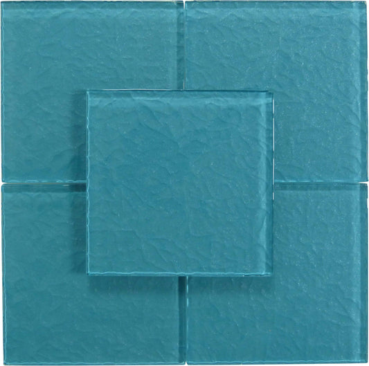 Moonscape Turquoise 6"x6" Ripple Glossy Glass Pool Tile Ocean Pool Mosaics