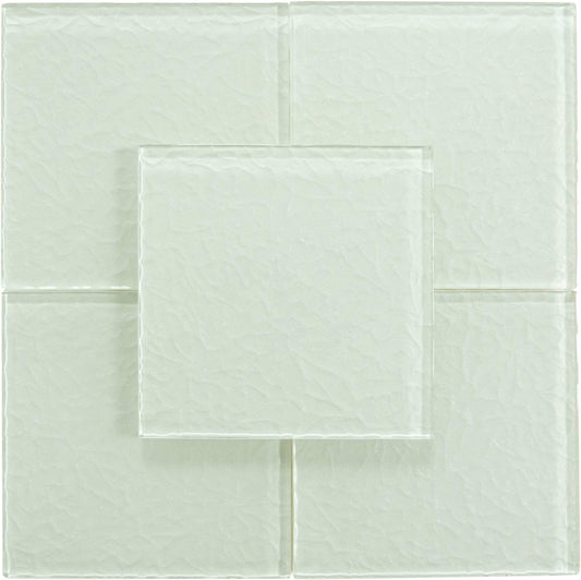 Moonscape White 6"x6" Ripple Glossy Glass Pool Tile Ocean Pool Mosaics