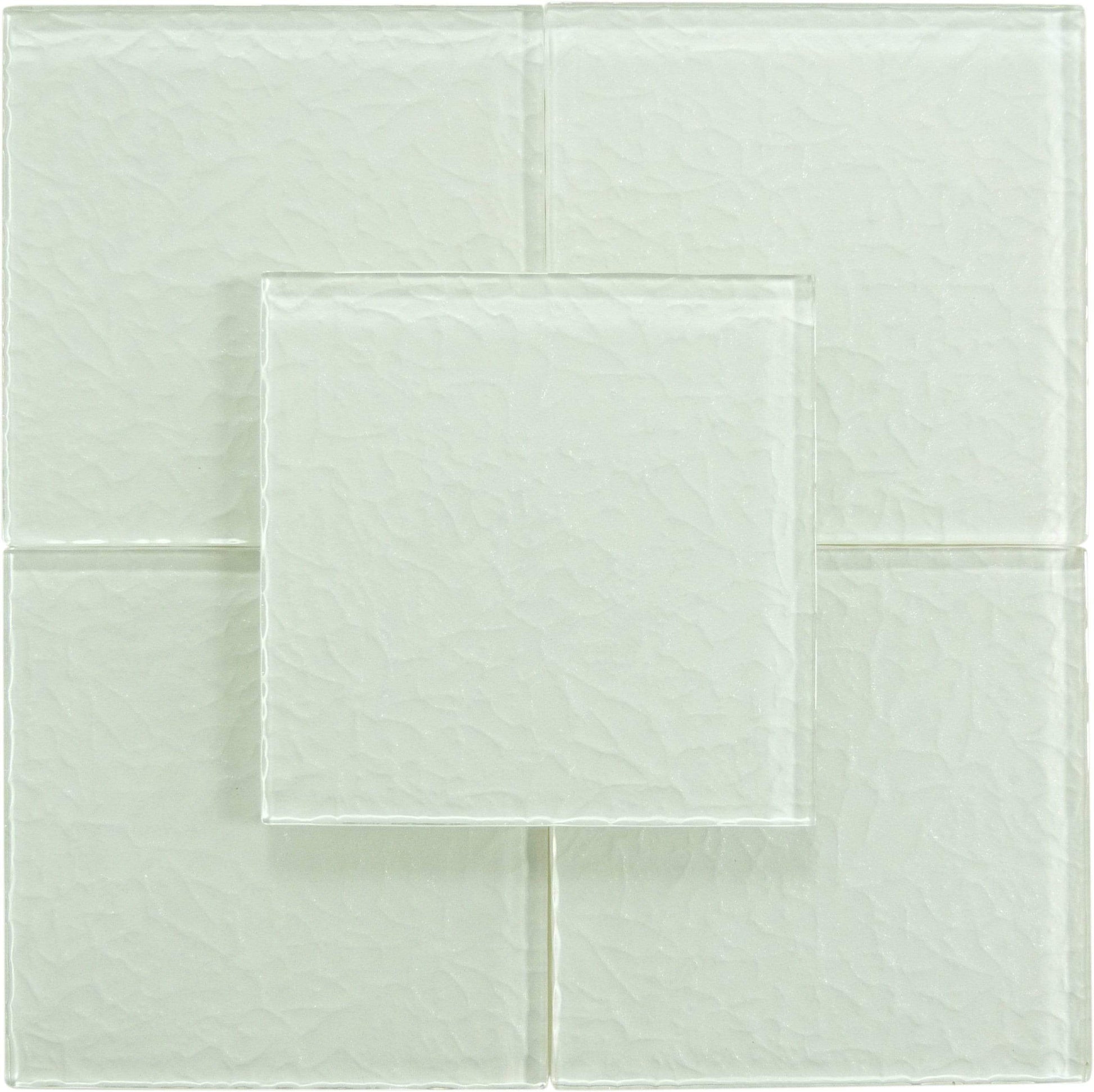 Moonscape White 6"x6" Ripple Glossy Glass Pool Tile Ocean Pool Mosaics