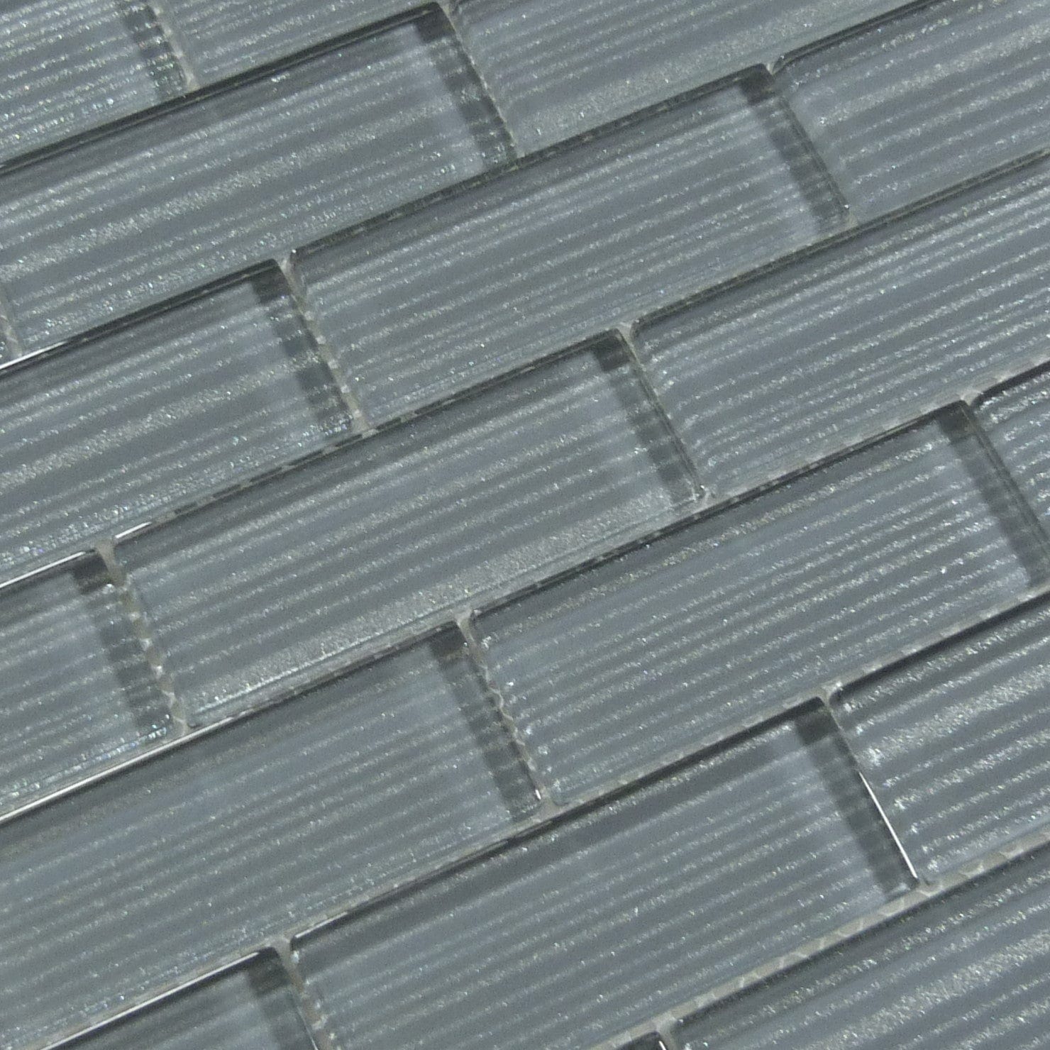 Pinnacle Metallic Grey 1.5x4 Glossy Glass Tile Ocean Pool Mosaics