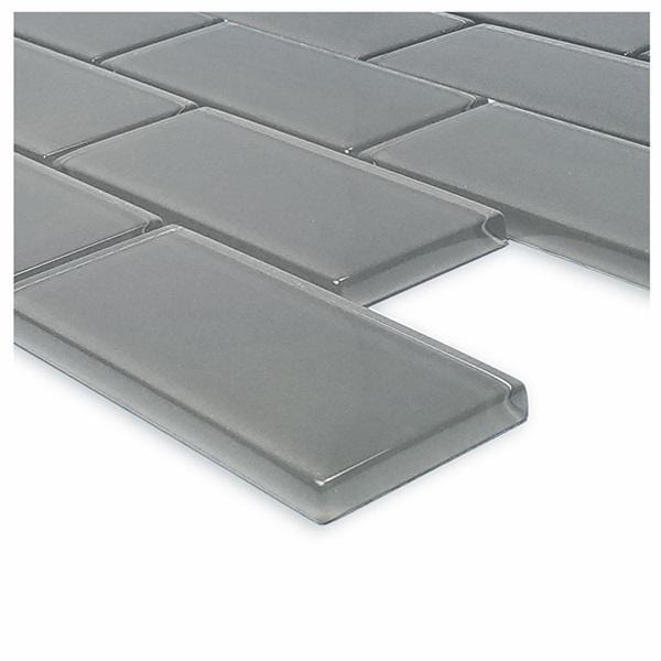 Grey 2" x 4" Glossy Glass Subway Pool Tile Ocean Pool Mosaics