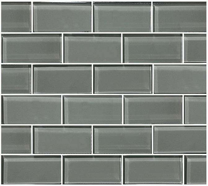 Grey 2" x 4" Glossy Glass Subway Pool Tile Ocean Pool Mosaics