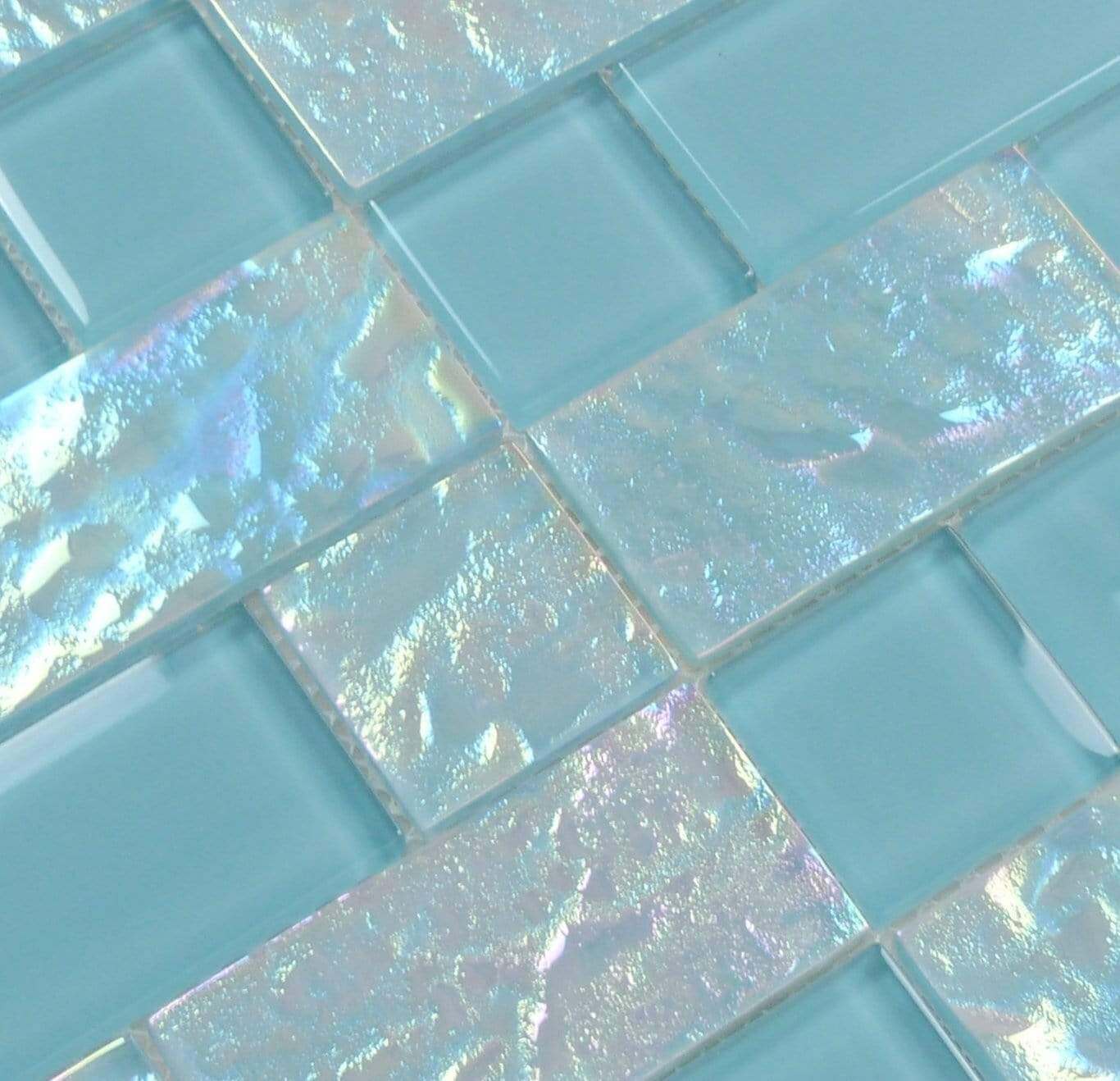 Oceanic Unique Shapes Aqua Glossy & Iridescent Glass Pool Tile Ocean Pool Mosaics