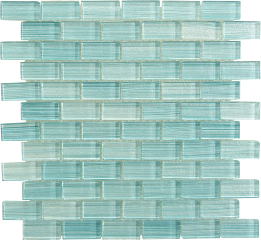 Watercolors Seafoam Blend Green 1" x 2" Glossy Glass Pool Tile Ocean Pool Mosaics