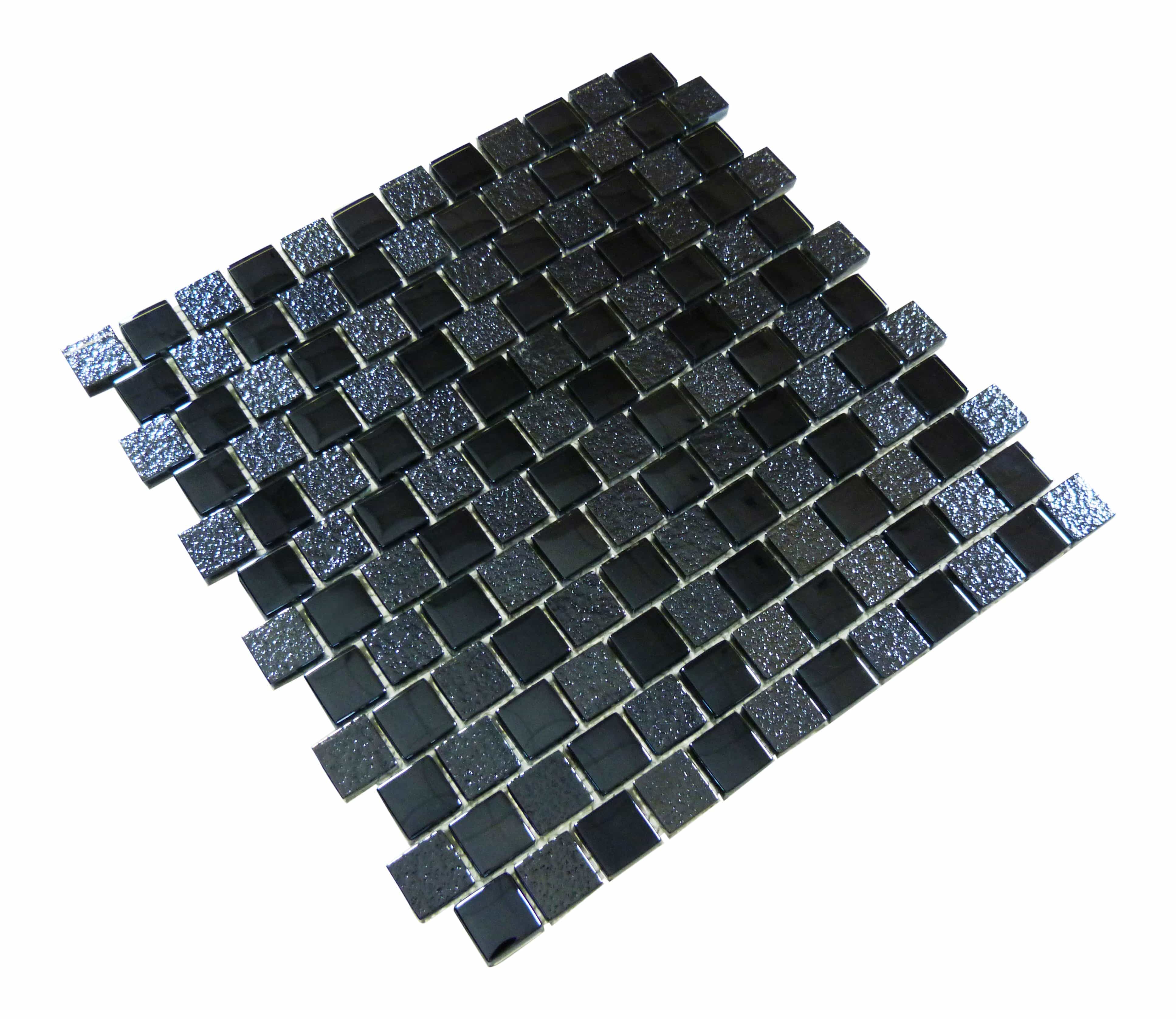 Black Metallic 1" x 1" Offset Glass Pool Tile Ocean Pool Mosaics