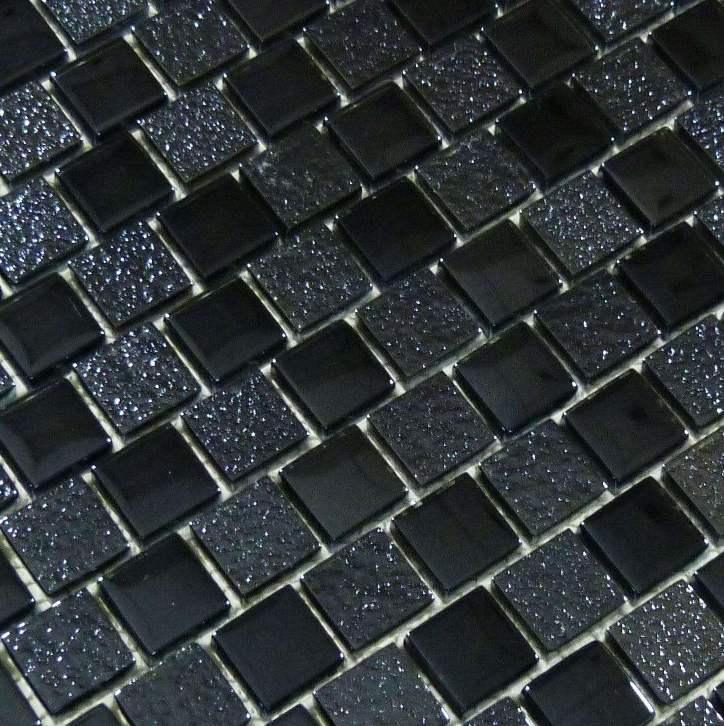 Black Metallic 1" x 1" Offset Glass Pool Tile Ocean Pool Mosaics