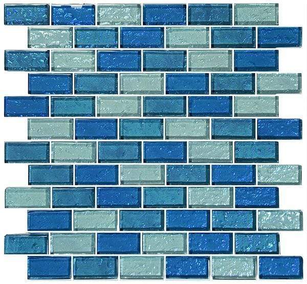 Galaxie Blue 1" x 2" Glossy Glass Pool Tile Ocean Pool Mosaics