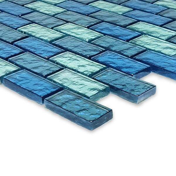 Galaxie Blue 1" x 2" Glossy Glass Pool Tile Ocean Pool Mosaics