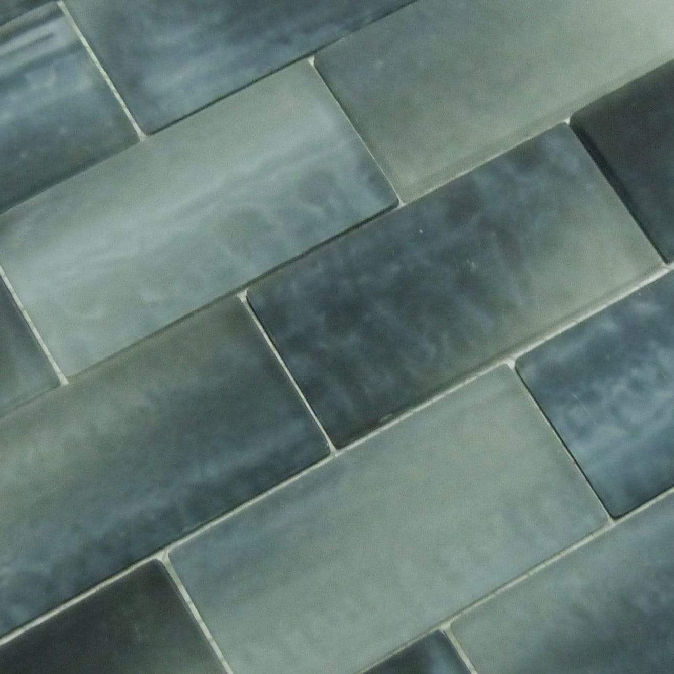 Frosted Night Grey 2" x 4" Glass Subway Pool Tile Ocean Pool Mosaics