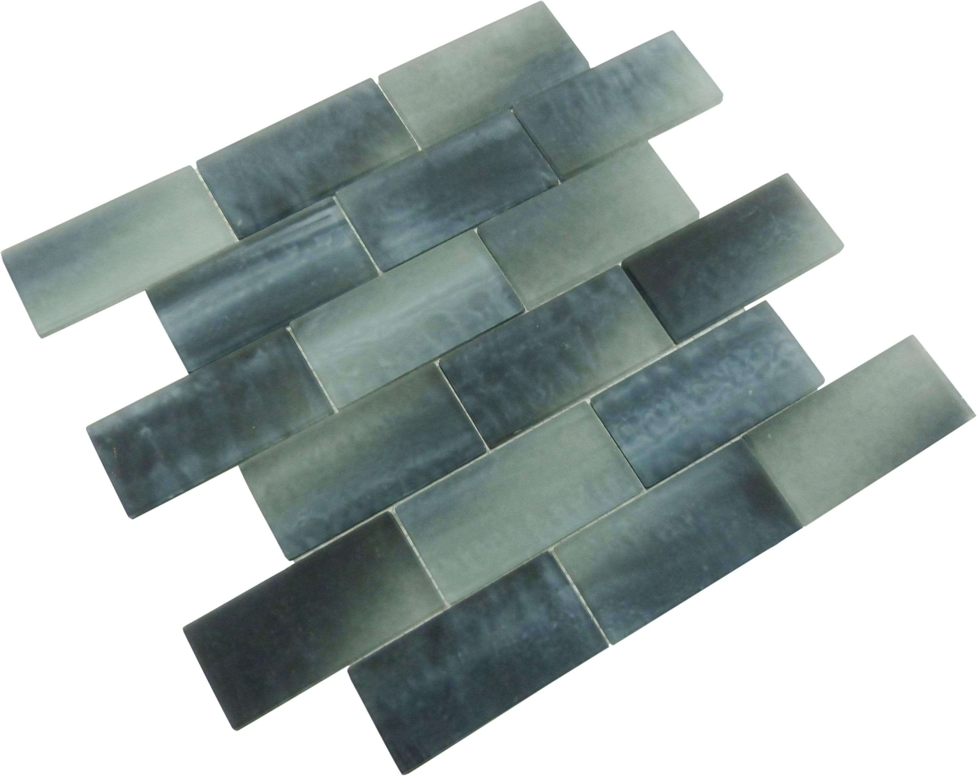 Frosted Night Grey 2" x 4" Glass Subway Pool Tile Ocean Pool Mosaics