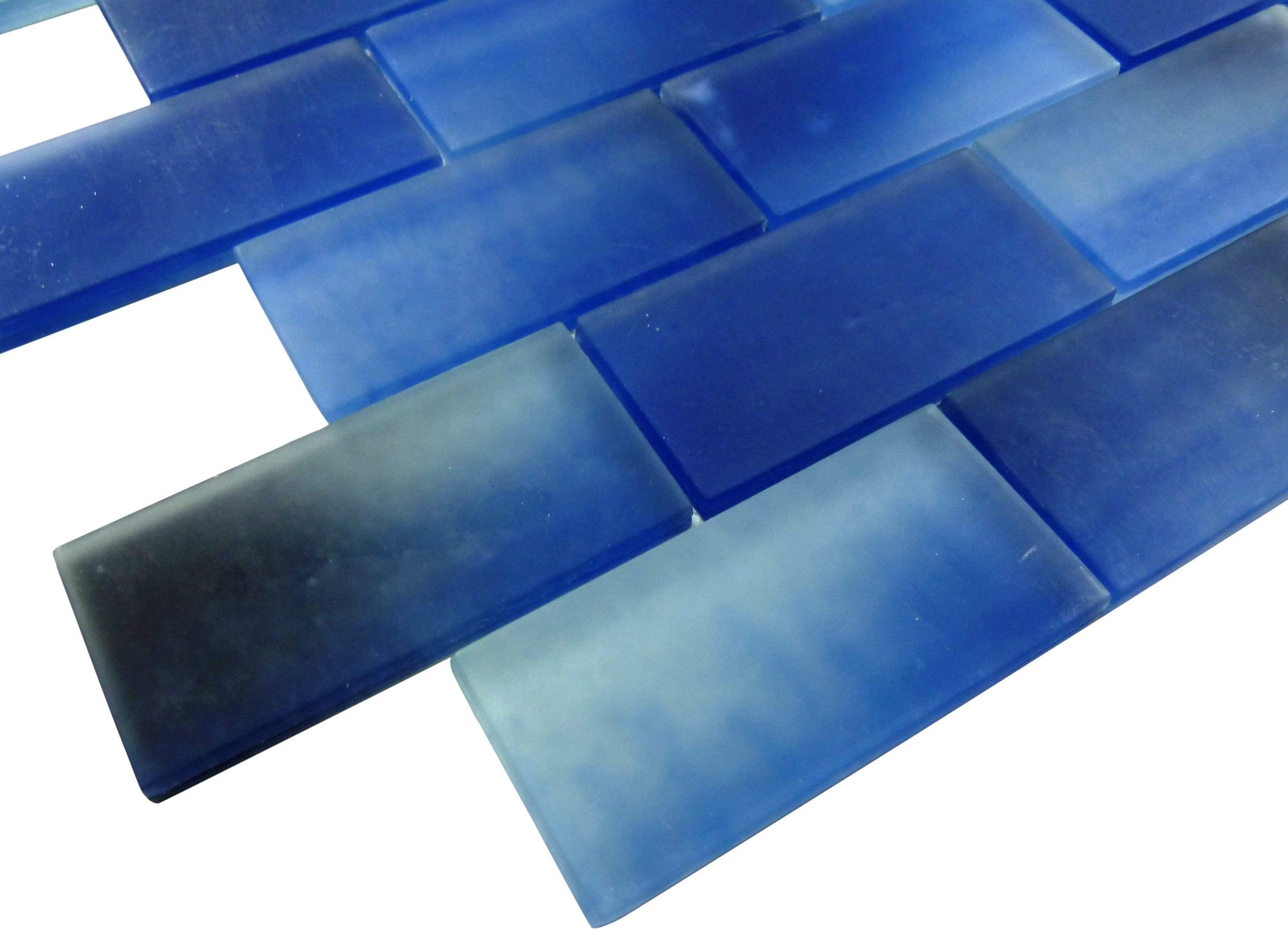 Frosted Sky Blue 2" x 4" Glass Subway Pool Tile Ocean Pool Mosaics