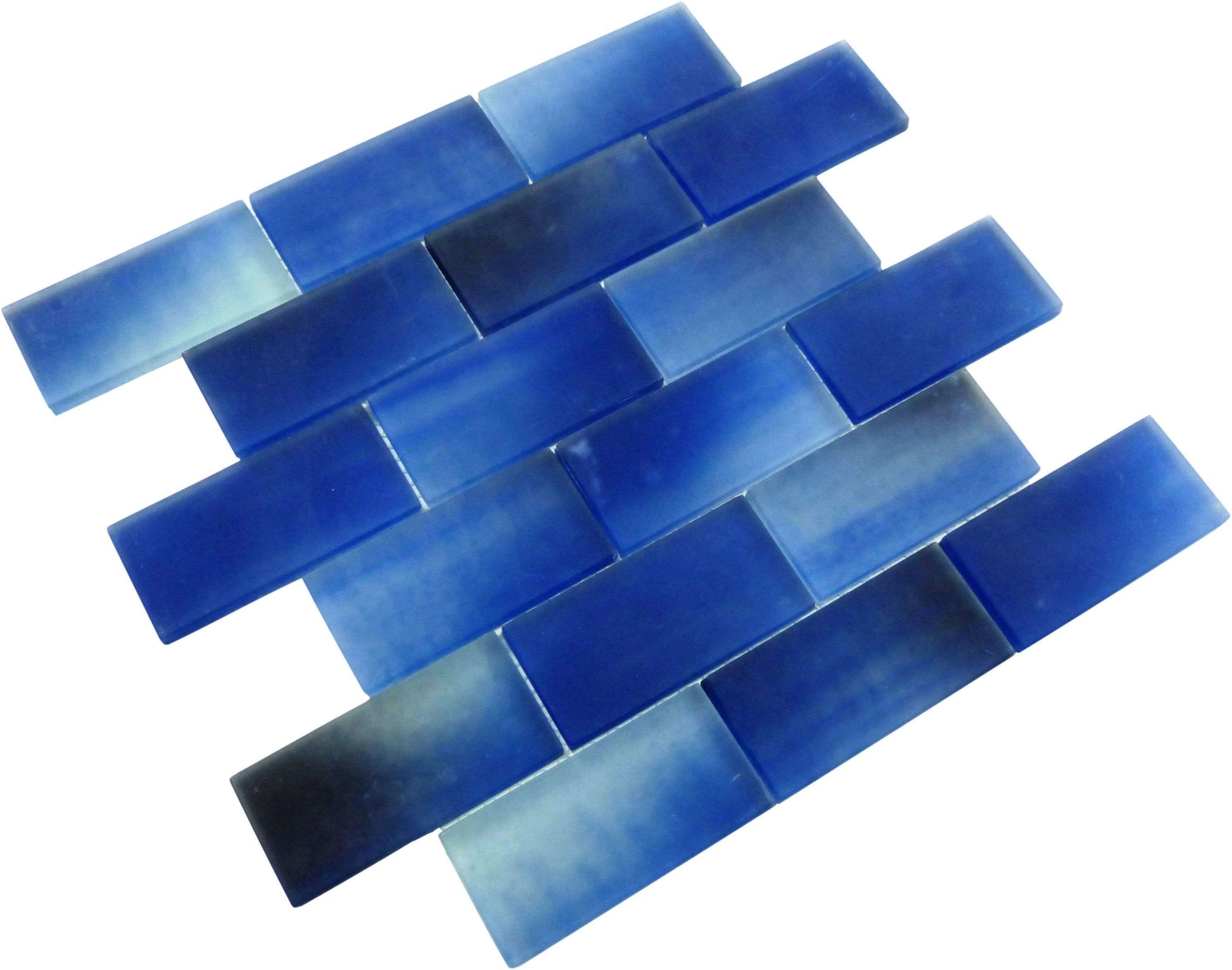 Frosted Sky Blue 2" x 4" Glass Subway Pool Tile Ocean Pool Mosaics