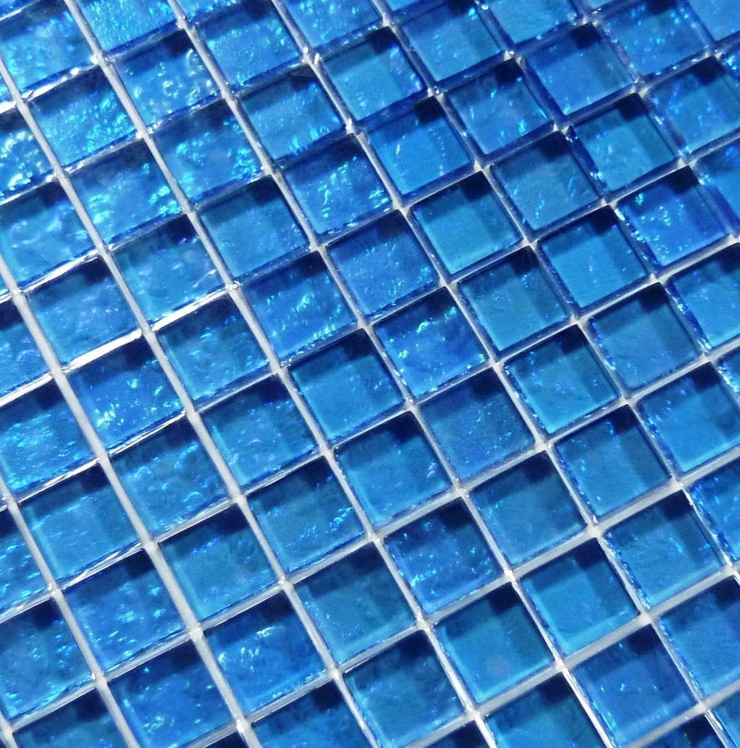 Galaxie Blue 1" x 1" Iridescent Glossy Glass Pool Tile Ocean Pool Mosaics