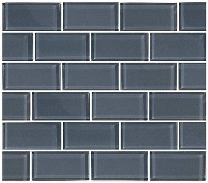 Blue Grey 2" x 4" Glossy Glass Subway Pool Tile Ocean Pool Mosaics