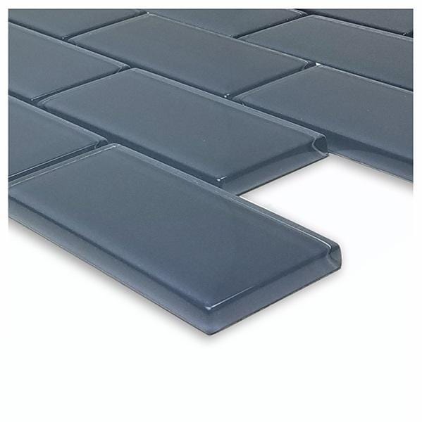 Blue Grey 2" x 4" Glossy Glass Subway Pool Tile Ocean Pool Mosaics