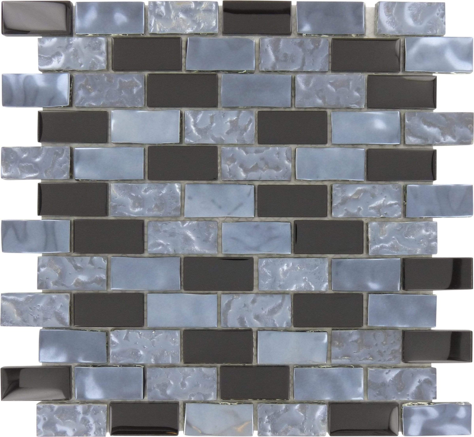 Titanium Black 1" x 2" Glossy & Iridescent Glass Pool Tile Ocean Pool Mosaics