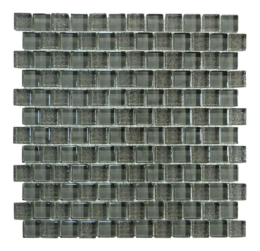 Grey Metallic 1" x 1" Offset Glass Pool Tile Ocean Pool Mosaics