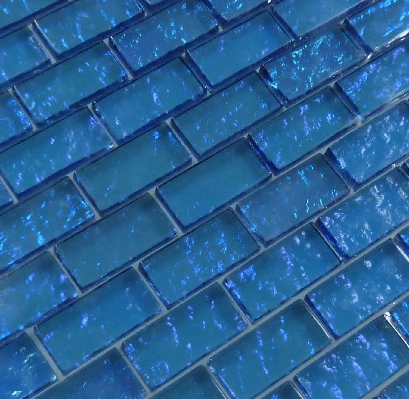 Galaxie Blue 1" x 2" Glossy & Iridescent Glass Pool Tile Ocean Pool Mosaics