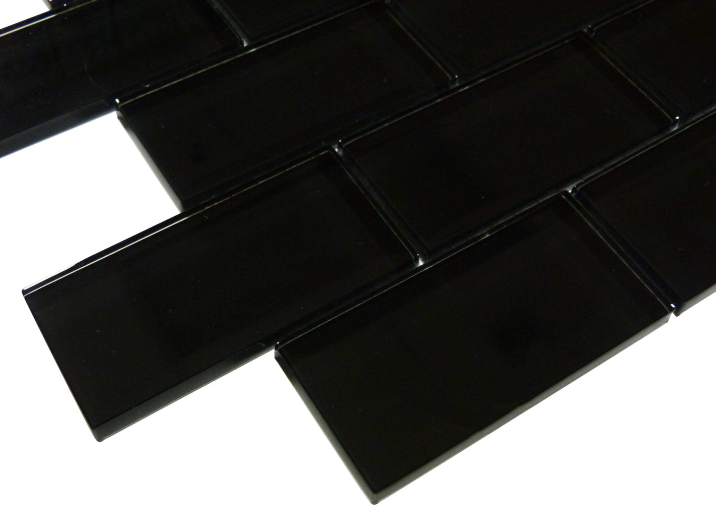 Nightfall Black 2" x 4" Glossy Glass Subway Pool Tile Ocean Pool Mosaics