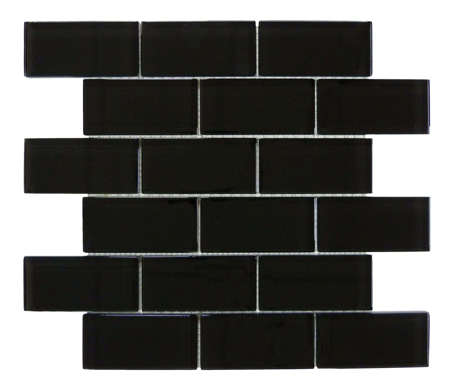 Nightfall Black 2" x 4" Glossy Glass Subway Pool Tile Ocean Pool Mosaics