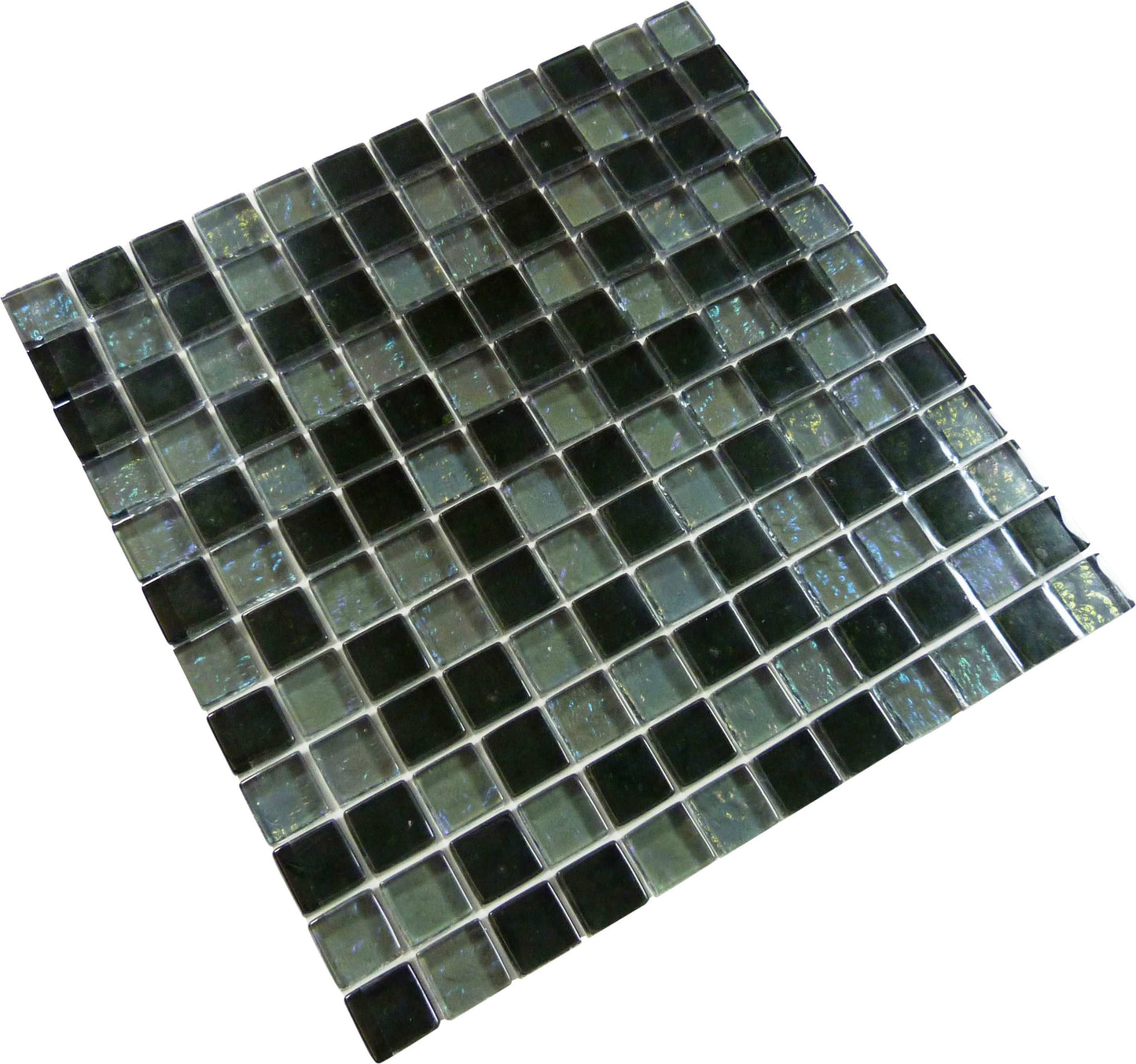 Galaxie Slate 1" x 1" Iridescent Glossy Glass Pool Tile Ocean Pool Mosaics