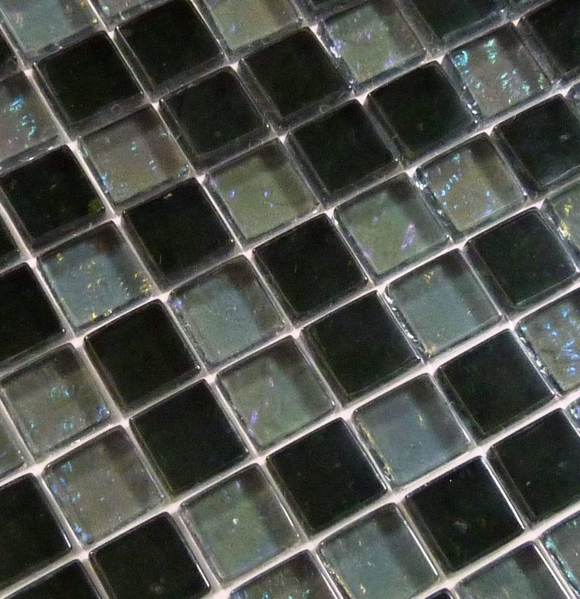 Galaxie Slate 1" x 1" Iridescent Glossy Glass Pool Tile Ocean Pool Mosaics