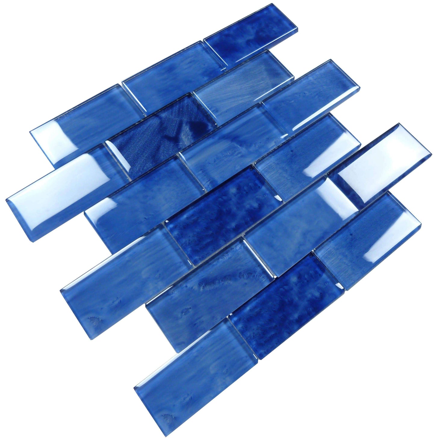 Stratus Blue 2" x 4" Glossy Glass Subway Pool Tile Ocean Pool Mosaics