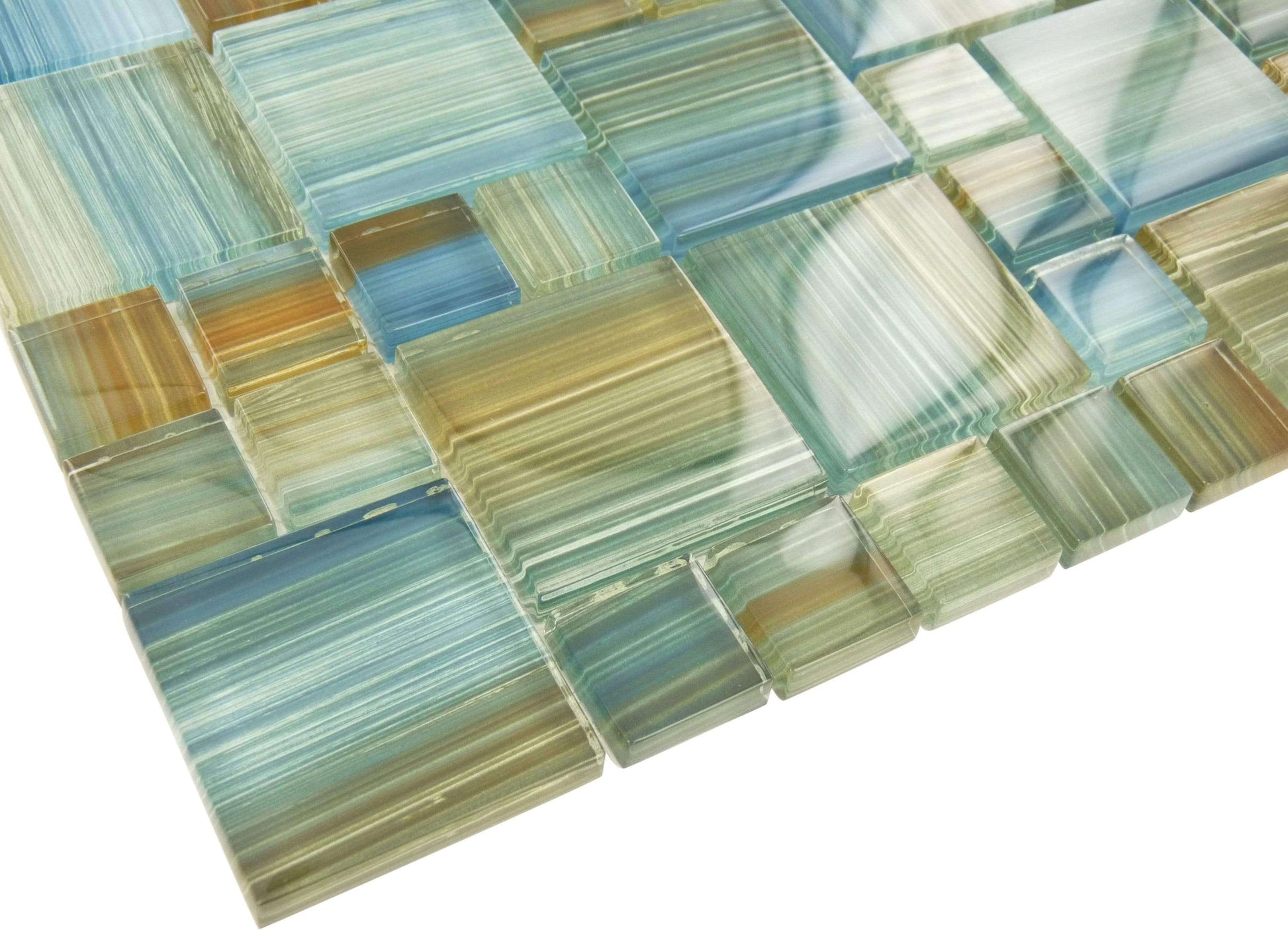 Spa Unique Shapes Aqua Glossy Glass Pool Tile Ocean Pool Mosaics