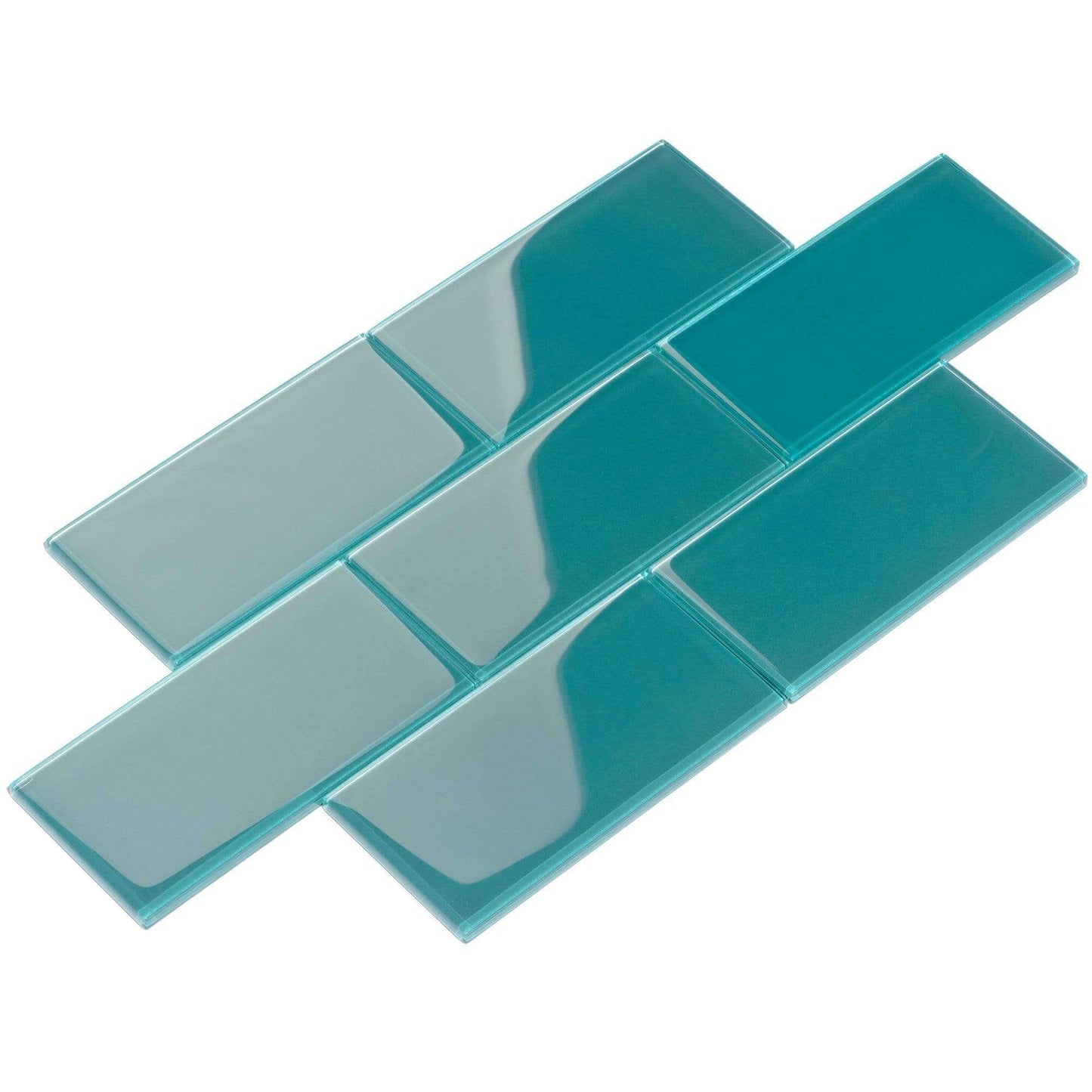 Dark Teal Green 3'' x 6'' Glossy Glass Subway Tile Pacific Tile