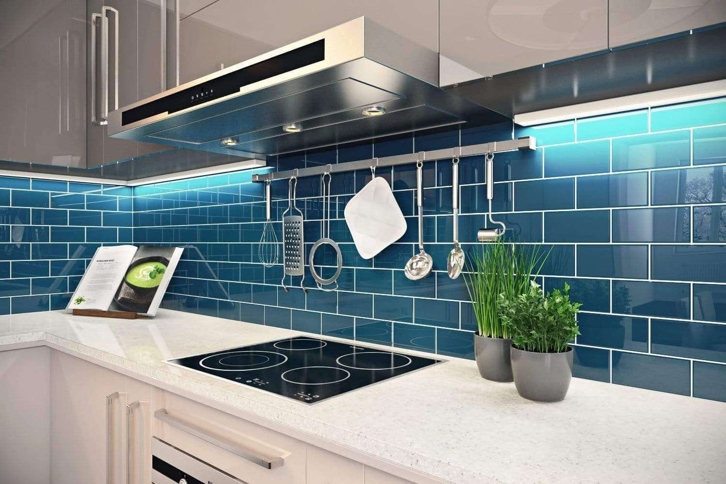 Dark Teal Green 3'' x 6'' Glossy Glass Subway Tile Pacific Tile