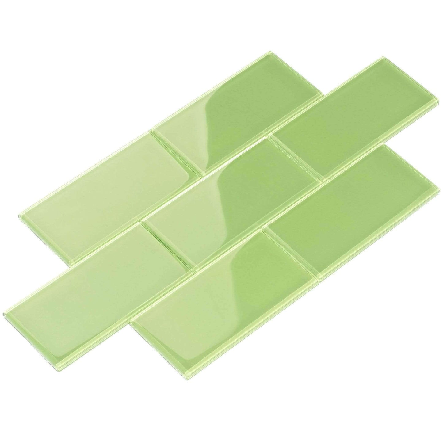 Powder Room Green 3'' x 6'' Glossy Glass Subway Tile Pacific Tile