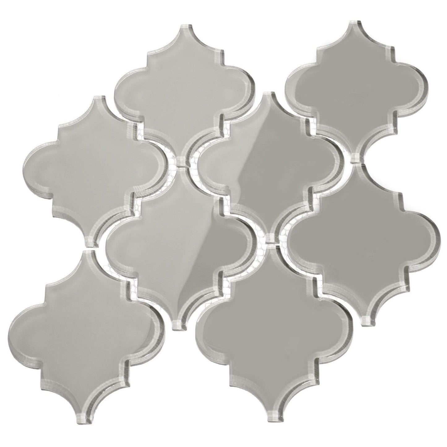 Light Grey Arabesque Glossy Glass Tile Pacific Tile