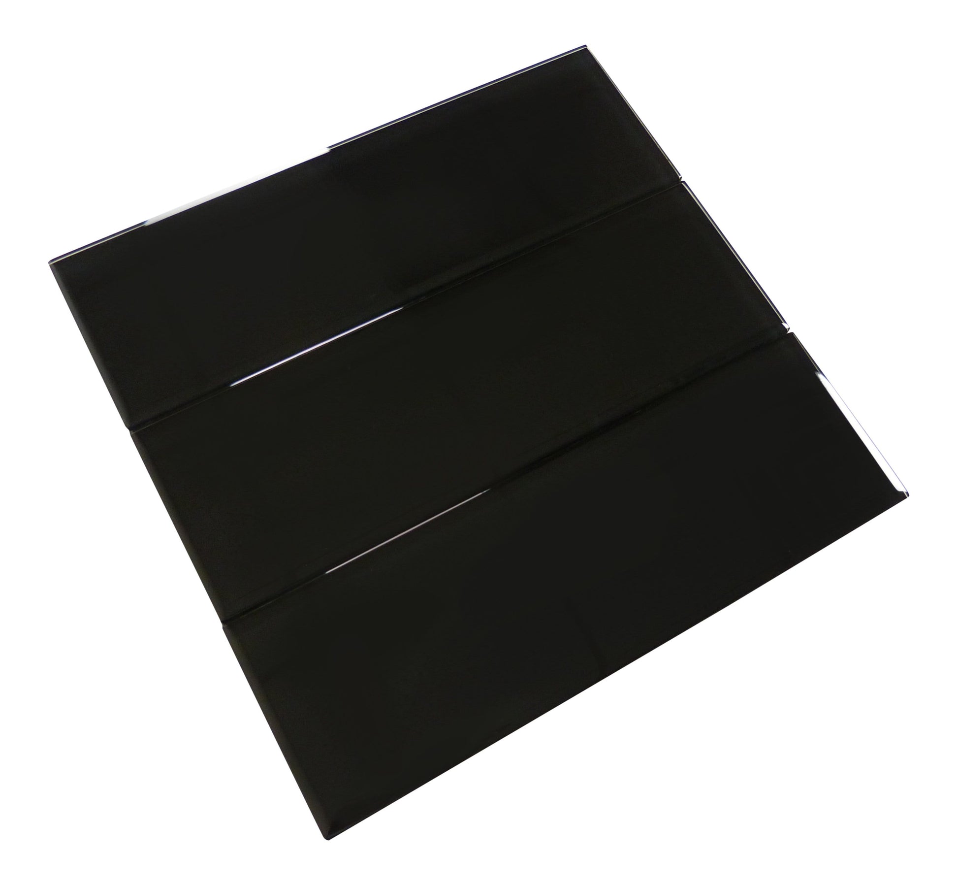 Black 4" x 12" Glossy Glass Subway Tile Pacific Tile