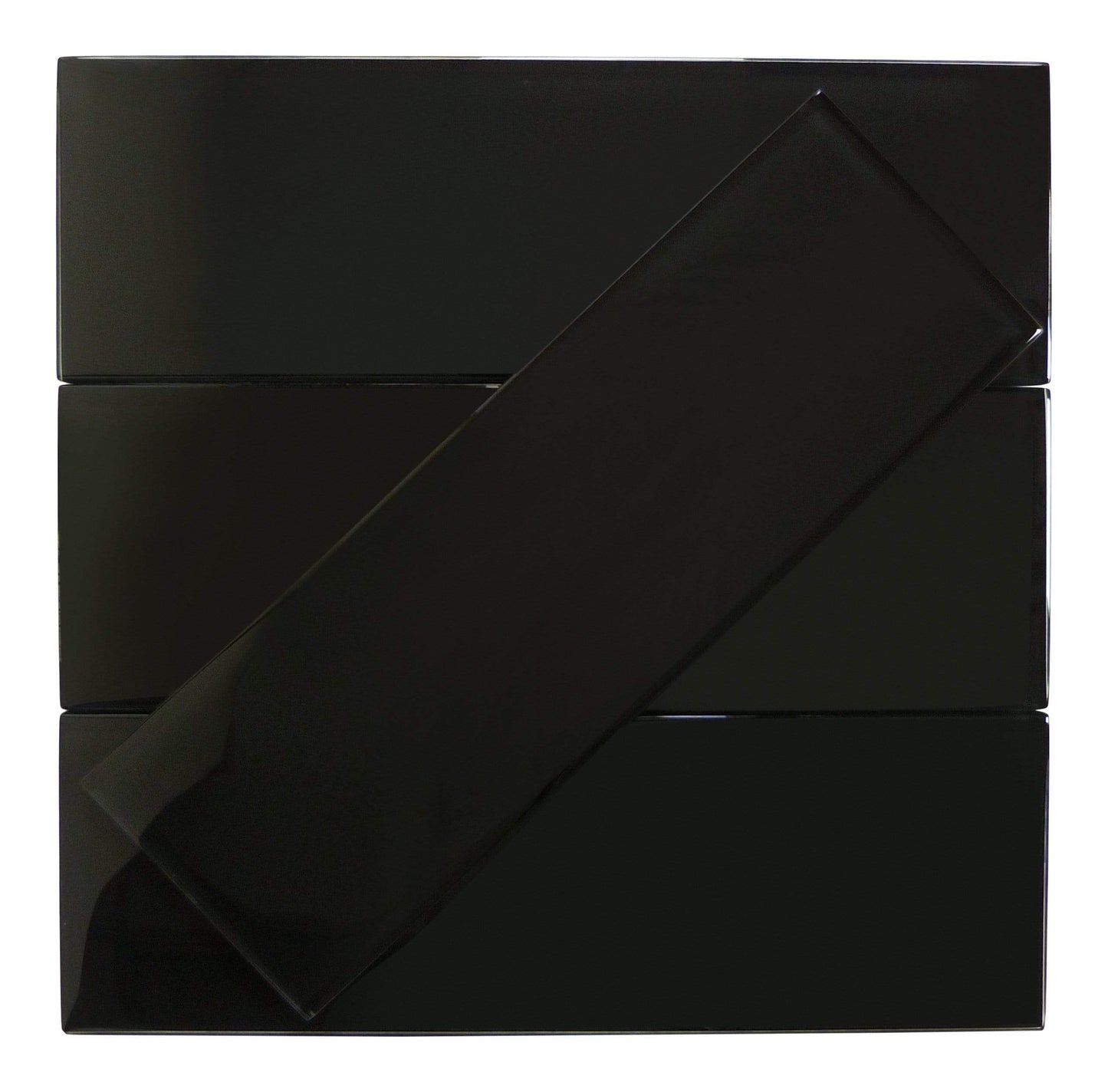 Black 4" x 12" Glossy Glass Subway Tile Pacific Tile