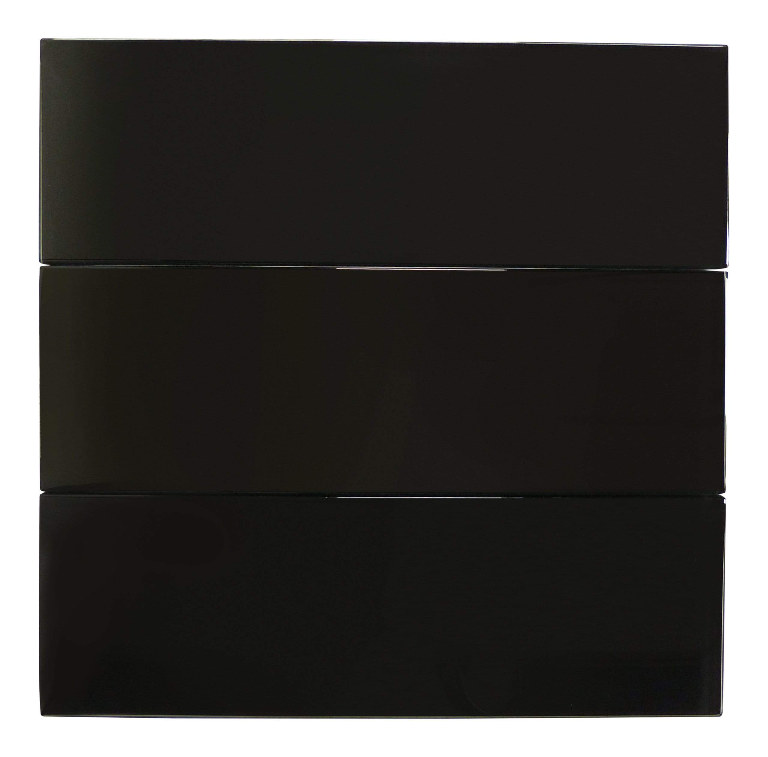 Black 4" x 12" Glossy Glass Subway Tile Pacific Tile