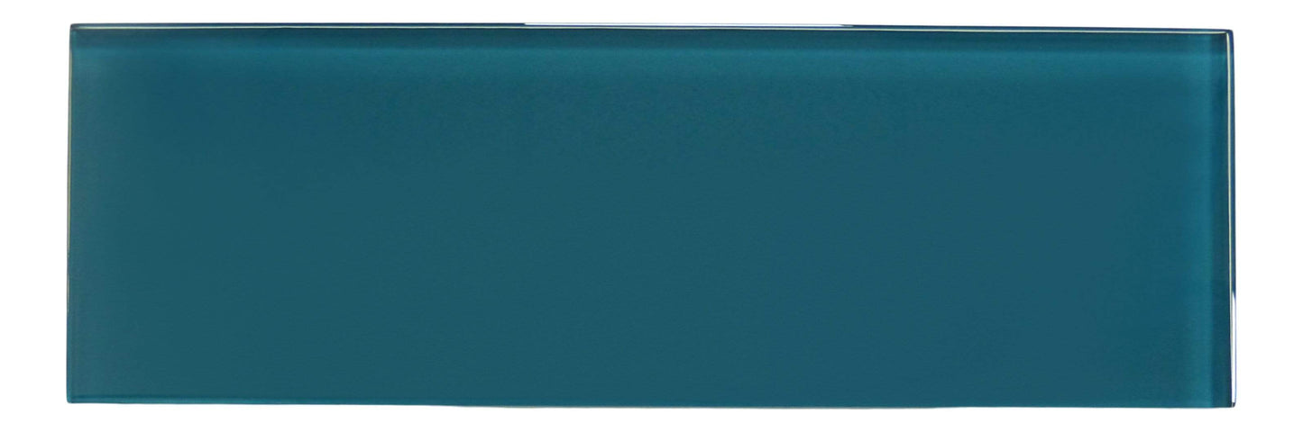 Dark Teal Green 4" x 12" Glossy Glass Subway Tile Pacific Tile