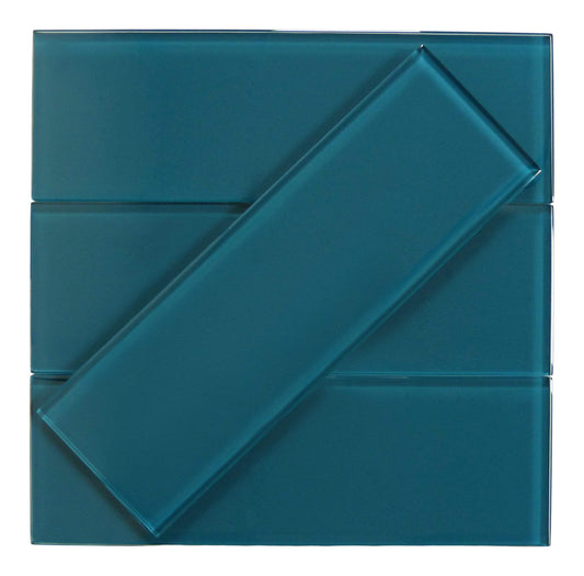 Dark Teal Green 4" x 12" Glossy Glass Subway Tile Pacific Tile