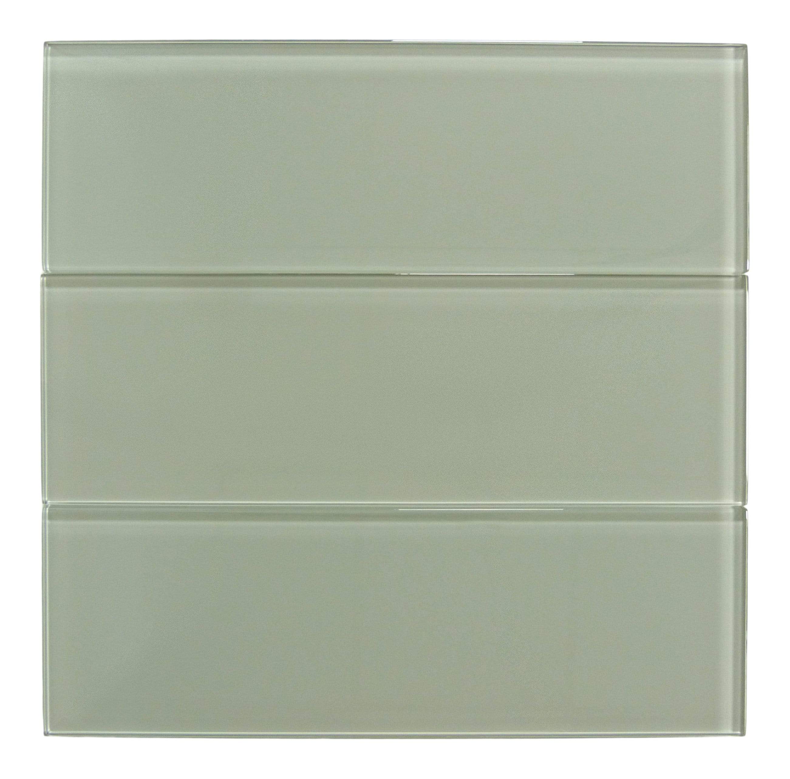 Light Grey 4" x 12" Glossy Glass Subway Tile Pacific Tile