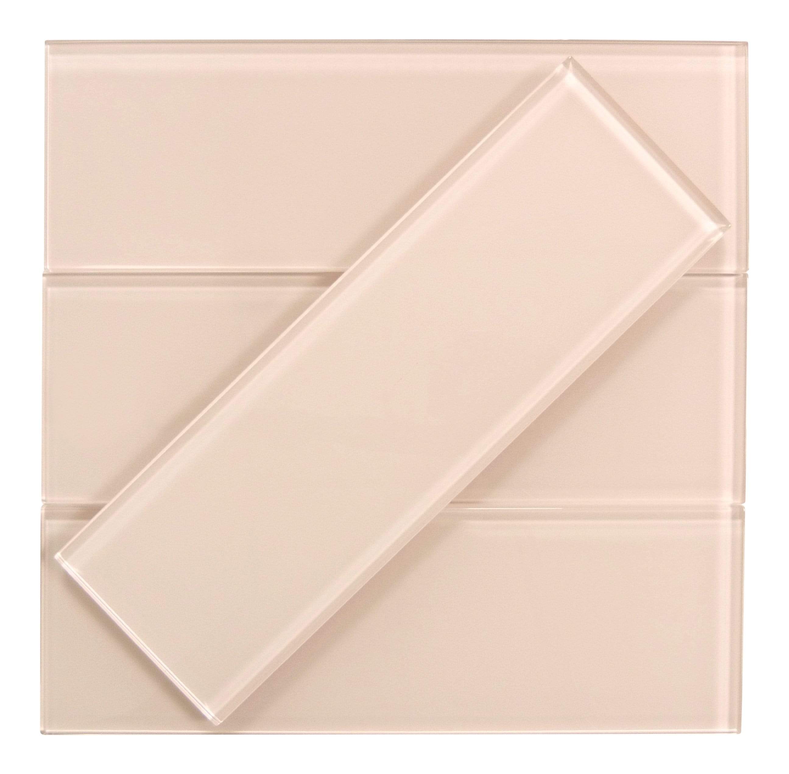 Rose Pale Pink 4" x 12" Glossy Glass Subway Tile Pacific Tile
